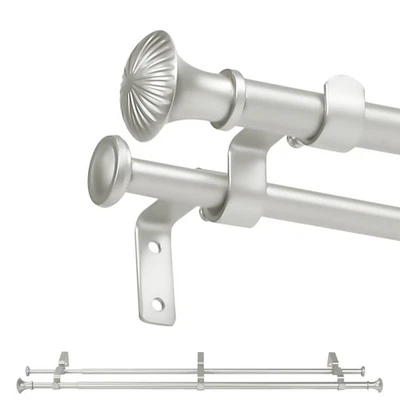 Телескопические двойные шторные стержни диаметром 5/8 дюйма с наконечниками для труб упаковка 1-2 шт., 28–120 дюймов - Изображение 1 из 4