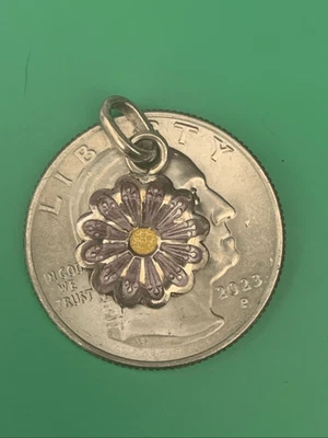 Dije de joyería de plata esterlina púrpura margarita .925 #vintage #jardín Foto 1 de 3