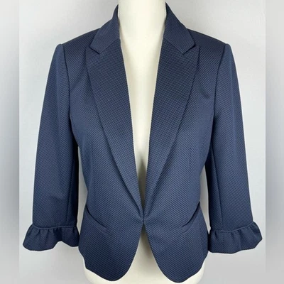 Blazer Amanda + Chelsea Azul Marino Calce Ajustado Volantes Puños Elastizados Talla 8 Oficina Foto 1 de 4