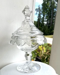 Vintage Crystal Irish Footed Covered Compote Glass Candy Dish Centerpiece Beauty - Picture 1 of 10
