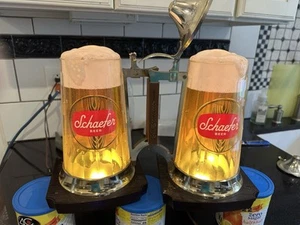 Two Rare Lighted Bubbling Schaefer Beer Signs - Picture 1 of 11