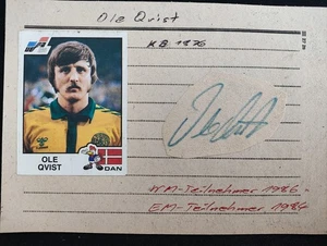Ole Qvist +Autógrafo e imagen en ficha+ Dinamarca, Mundial 1986 - Imagen 1 de 1