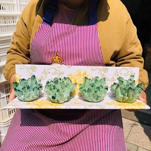 3.68LB 4pcs New find green Phantom Quartz Crystal Cluster mineral samples heals - Picture 1 of 18