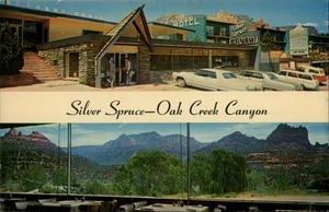 Sedona,AZ Silver Spruce Restaurant,Old Cars Coconino County Arizona Postcard - Picture 1 of 2