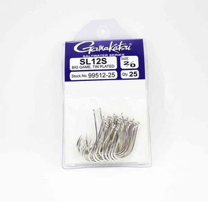 Gamakatsu SL12S Big Game Tin Plated Hook Size 2/0 , 25 Per pack (6832) - Picture 1 of 6