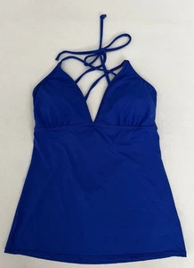 Athleta Size MT Medium Tall Stretchy Workout Tank Top Royal Blue Cross-cross Gym - Picture 1 of 14