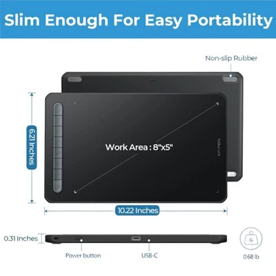 XPPen Deco MW Wireless Tablet, 8x5 Inch, X3 Battery-Free Pen, Bluetooth - Image 1 of 4