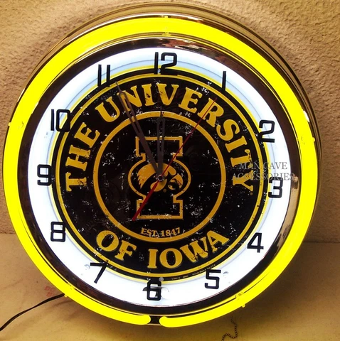 18" University of IOWA Hawkeyes Sign Double Neon Clock Cover