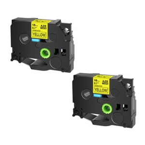 2PK Compatible with Brother PT2200 TZ-641 Tze-641 Black/Yellow Label Tape 18mm - Picture 1 of 11