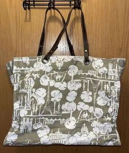 "FRAGONARD PARFÜM Baumwolltasche mit Ledergriffen Reise STRANDTASCHE 15""x12""x5""" - Bild 1 von 11