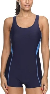 CharmLeaks Women Boyleg One Piece Swimsuit Sport Athletic Racerback Swimwear, S - Picture 1 of 10