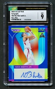 Nick Smith Jr. 2022-23 Leaf Vivid Basketball Autographs Navy Blue 21/30 CSG 9 - Picture 1 of 2