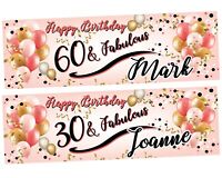 Details about   x2 Personalised Birthday Banner Pattern Kid Adult Party Decoration Poster 029