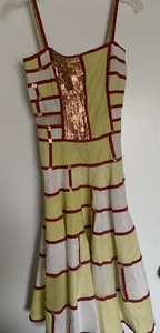 Vintage Isabela Capeto Artsy Boho Sommer verziert Kupferkleid gelb rot - Bild 1 von 17