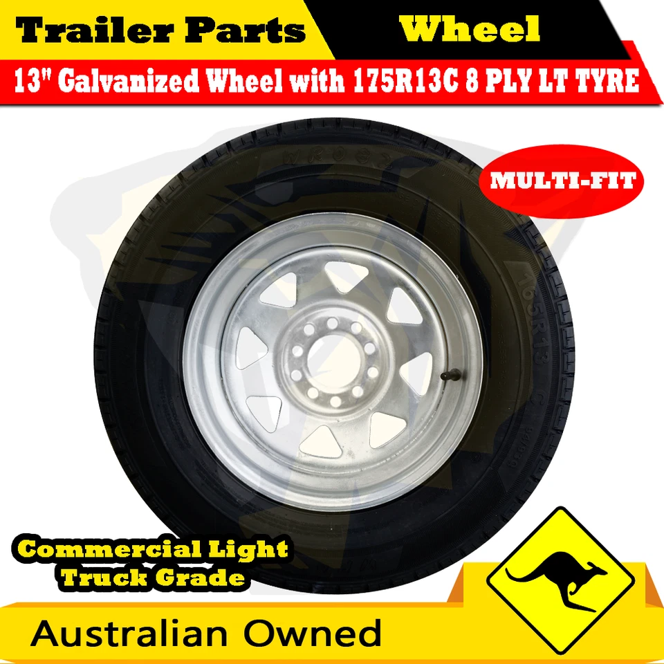 175R13C 8 PLY 13" Sunraysia Trailer Wheel Rim & Tyre Package (Multi-fit Rim) - image 1 of 1