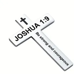Joshua 1:9 Cross Necklace Religious Jesus Christ Scripture Pendant Bible Prayer - Picture 1 of 3