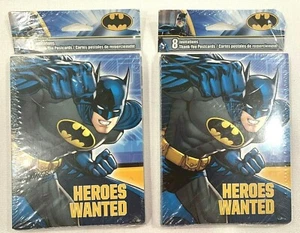 (2) "Heroes Wanted" Batman (8) Birthday Invitations and Thank you Cards - Picture 1 of 4