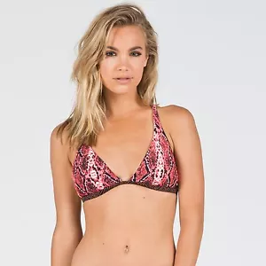 VOLCOM URBAN TRIBE TRIANGLE HALTER BIKINI SWIM TOP PINK SNAKESKIN SMALL NEW $42 - Picture 1 of 2