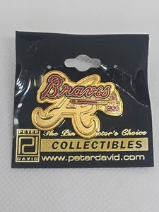 Atlanta Braves Gold Baseball Lapel Hat Vest Pin Collectible On Card MLB "A" - Picture 1 of 9