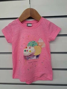 NEXT GIRLS SHORT SLEEVE APPLIQUE ICE CREAM TOP PINK AGE 3 - 6  MONTHS (ref 603) - Picture 1 of 2