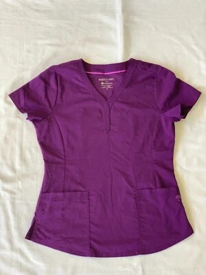 Purple Label Healing Hands JANE V-neck Scrub Top Women's Sz M - Eggplant/Purple - Image 1 of 4
