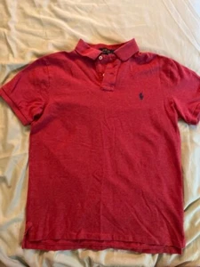 Ralph Lauren Polo Shirt Men Medium Red Preppy Blue Pony Great Used Condition - Picture 1 of 4