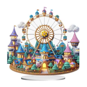 Acrylic Special Shaped Castle Ferris Wheel Desktop Diamond Painting Ornament Kit - Photo 1/9