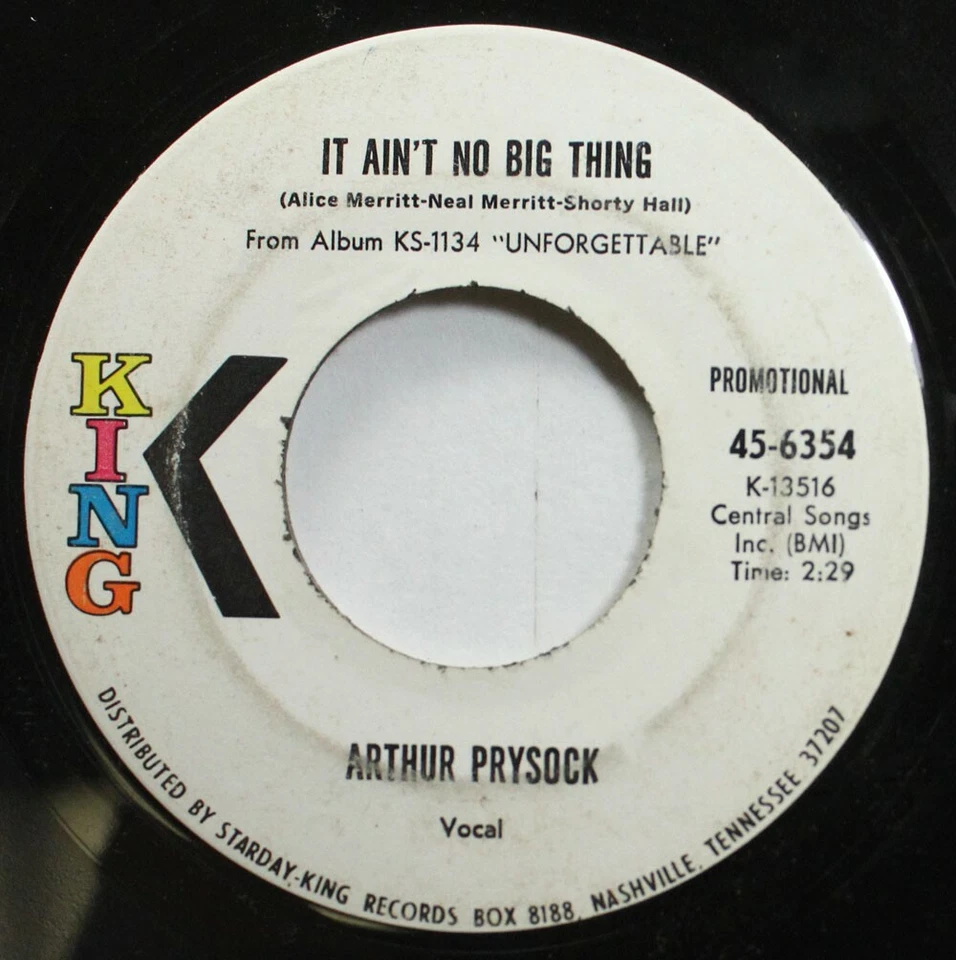 Soul 45 Arthur Prysock - It Aint No Big Thing / Big Blue Diamonds On King - Image 1 of 2