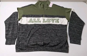 Flirtitude Active Sweatshirt Women's XL Green Gray Quarter Zip Long Sleeve  - Picture 1 of 5