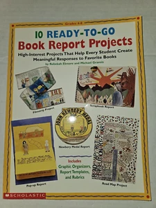 Scholastic 10 Ready To Go Book Report Projects Grade 4-8 Home School New Teacher - Imagen 1 de 2