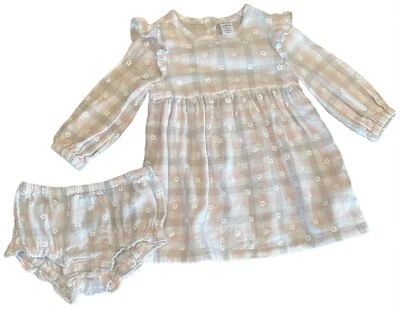 Vestido Nordstrom Bloomers Conjunto Volantes 9 Meses Rosa Cuadros Flores 100% Algodón Usado en Excelente Condición Foto 1 de 3