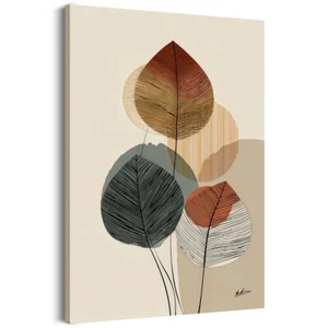 Leinwandbild Blätter Natur Erdtöne Japandi Still Bilder Minimalistisch  8291 - Bild 1 von 8