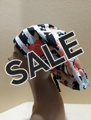 Peach and Gold Roses SALE Women's  Euro/Chef Surgical Scrub Hat/Cap Handmade - Image 1 of 4