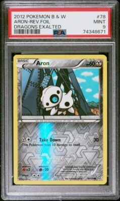 PSA 9 2012 POKEMON BLACK & WHITE DRAGONS EXALTED 78 ARON REVERSE FOIL - Image 1 of 2