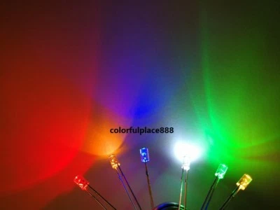 3mm Flat top Flangeless Red Yellow Blue Green White Warm Led Clear Leds Long Pin