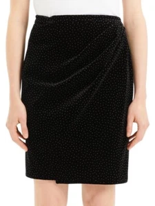 THEORY Women's Plelated Wrap Dot Velvet Mini Skirt Black Size 0 $355 NWT - Picture 1 of 10