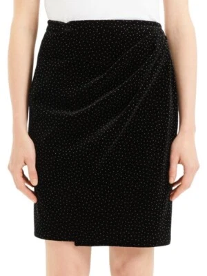 THEORY Women's Plelated Wrap Dot Velvet Mini Skirt Black  Size 0 $355 NWT - Image 1 of 4