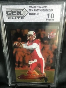 BEN ROETHLISBERGER ROOKIE CARD 2004 ULTRA #213 GRADED GEM ELITE PRISTINE 10 HOF - Picture 1 of 2