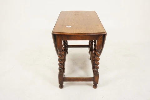 Ant. Barley Twist Oak Gateleg Table, Drop Leaf/Dining Table, Scotland 1910, H734 Cover