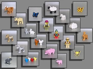 LEGO® Tiere Bauernhof Bauer Huhn Kuh Kalb Schaf Ziege Schwein Ferkel Hase - Bild 1 von 21