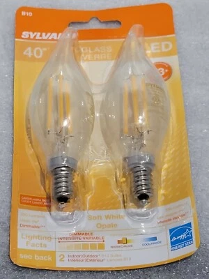 SYLVANIA 40w Glass Verre  LED Bulb, Soft White Opale Bent Tip/Candelabra Base - Image 1 of 3