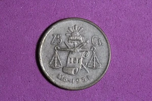 1951 Mexico 25 Centavos 30% Silver Coin #M21810 - Picture 1 of 2