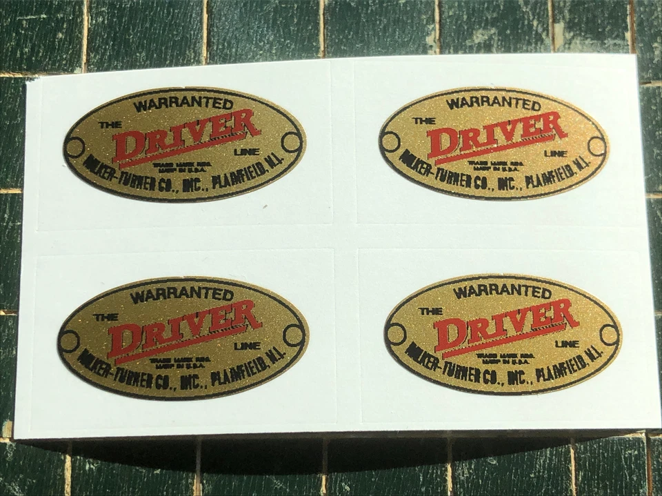 Walker Turner  Driver Line Vintage  Style Decals 1” Gold Set of 4 - Image 1 of 1