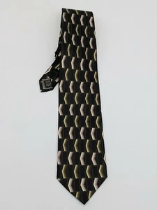 Men's Black Green & Brown 100% Silk Necktie  - Picture 1 of 9