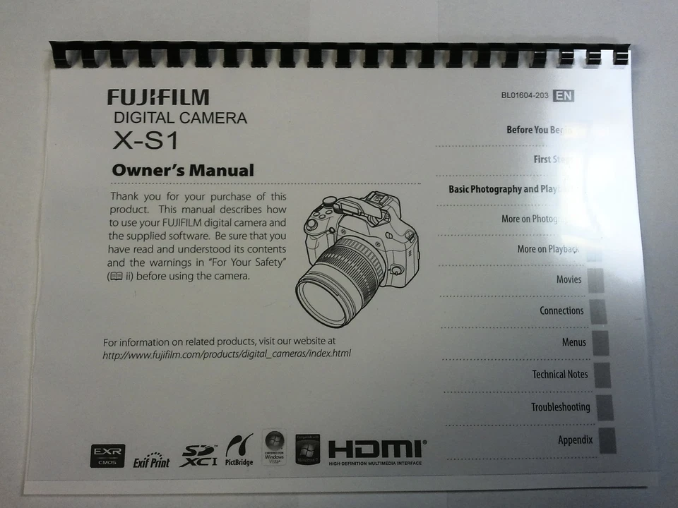 FUJIFILM X-S1 MANUALE ISTRUZIONI STAMPATO GUIDA UTENTE 144 PAGINE