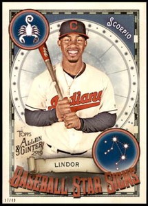 Francisco Lindor 2019 Allen and Ginter Baseball Star Signs 5x7 #BSS-8 17/49 Indi