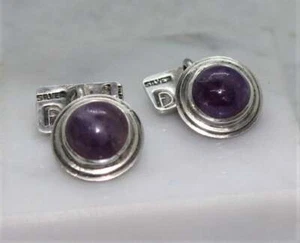 Vintage Fredrick Davis Sterlingsilber Amethyst Modernist Manschettenknöpfe - Bild 1 von 4