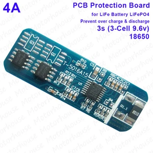4A 9.6v 3s Cell 3 Packs LiFePO4 18650 Battery PCB BMS Protection Circuit Board - Picture 1 of 6