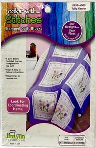 NEW 2000s Janlynn Tulip Garden 9984009 Stamped Cross Stitch Quilt Blocks 15058 - Picture 1 of 2