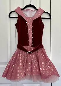 Cranberry Velvet Pink Glitter Sequins Dress Halloween Costume Dance Girl Size XL - Picture 1 of 11